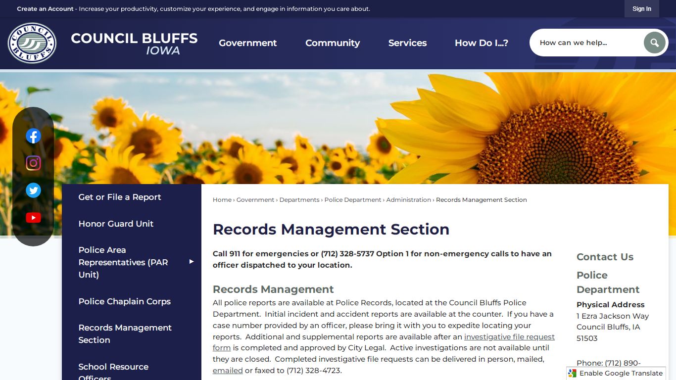 Records Management Section - Council Bluffs, IA