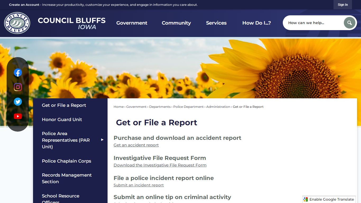 Get or File a Report | Council Bluffs, IA - Official Website